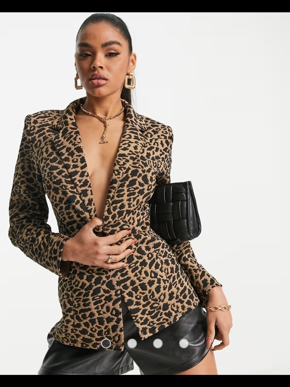 Leopard Print Tailored Blazer Jacket - Tan/Black